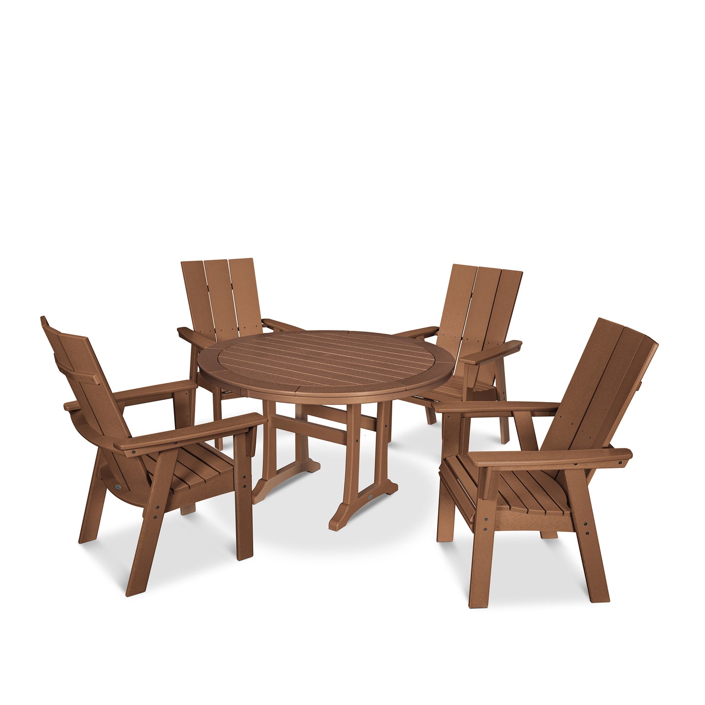 Modern Curveback Adirondack 5 Piece Dining Set Teak, image 16