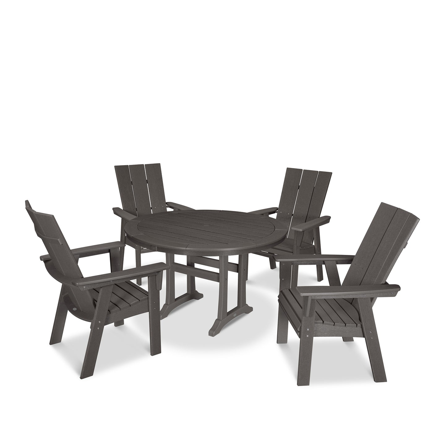 Modern Curveback Adirondack 5 Piece Dining Set Vintage Coffee, image 17