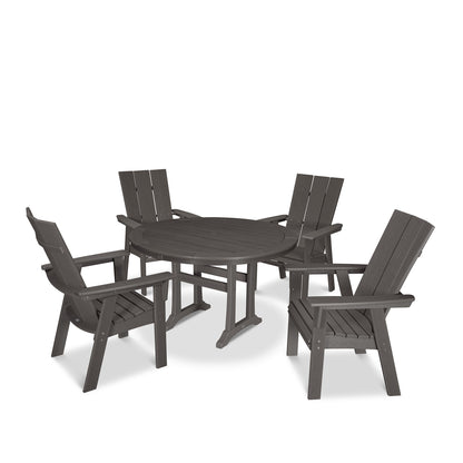 
                  Modern Curveback Adirondack 5 Piece Dining Set Vintage Coffee - Image 17
                