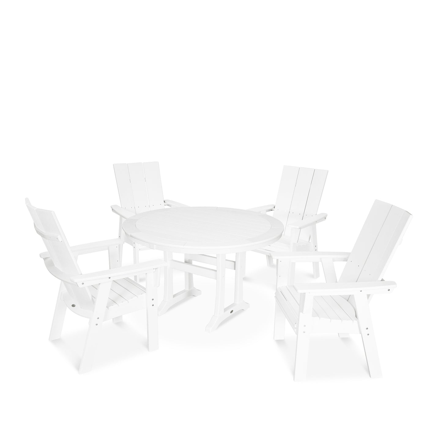 Modern Curveback Adirondack 5 Piece Dining Set Vintage White, image 19