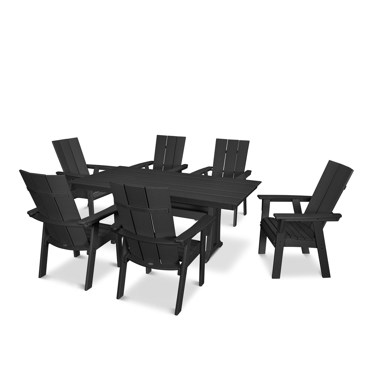 Modern Curveback Adirondack 7 Piece Dining Set Black, image 6