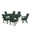 Modern Curveback Adirondack 7 Piece Dining Set Green