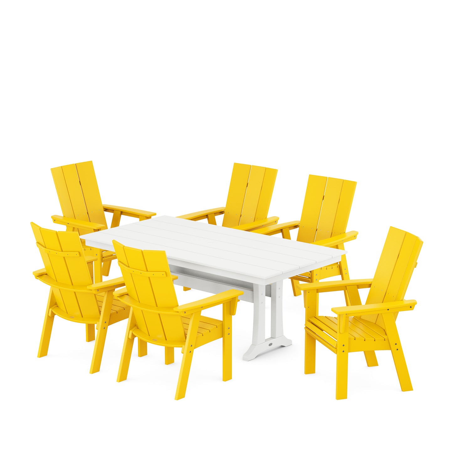 Modern Curveback Adirondack 7 Piece Dining Set Lemon, image 8