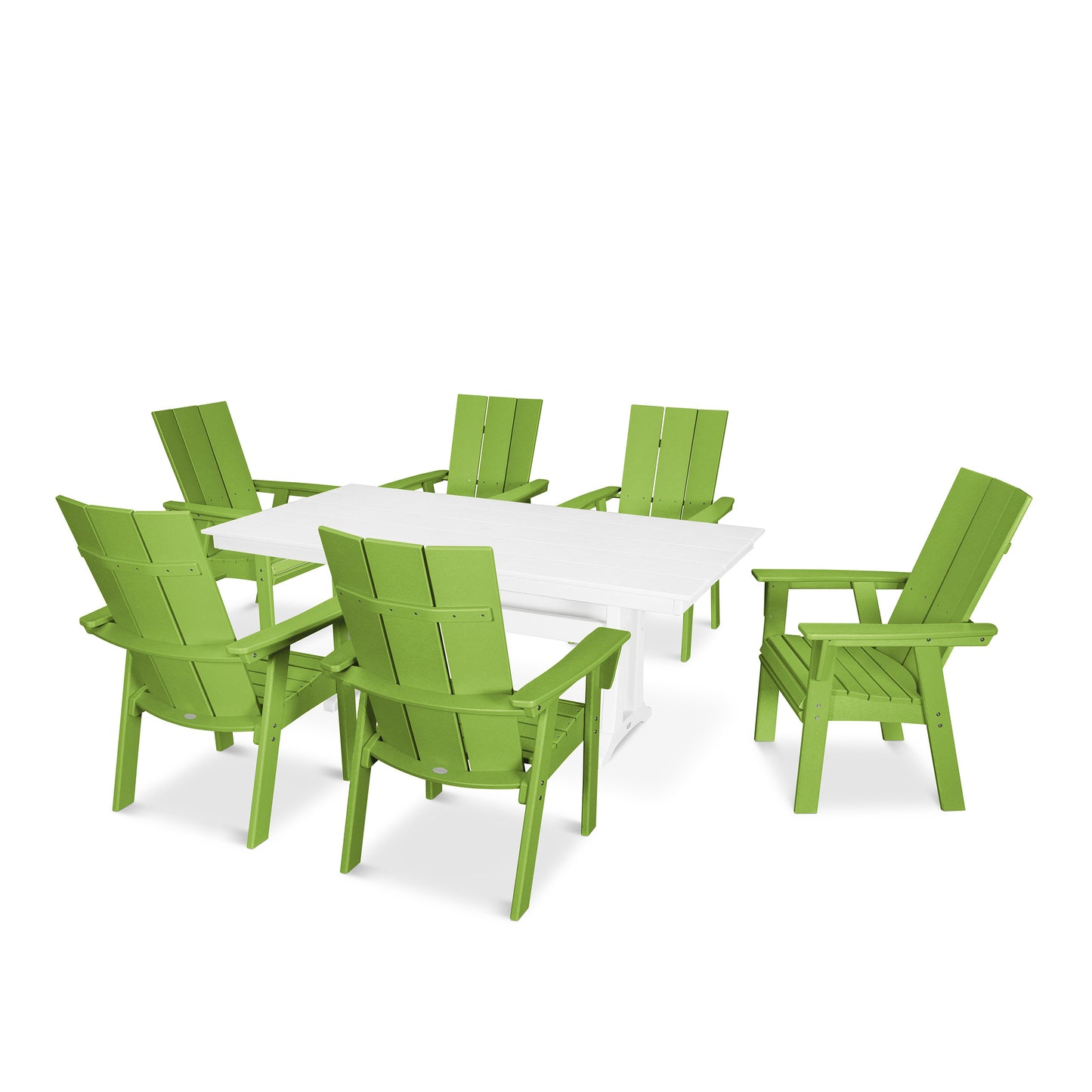 Modern Curveback Adirondack 7 Piece Dining Set Lime, image 9