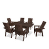 Modern Curveback Adirondack 7 Piece Dining Set Mahogany