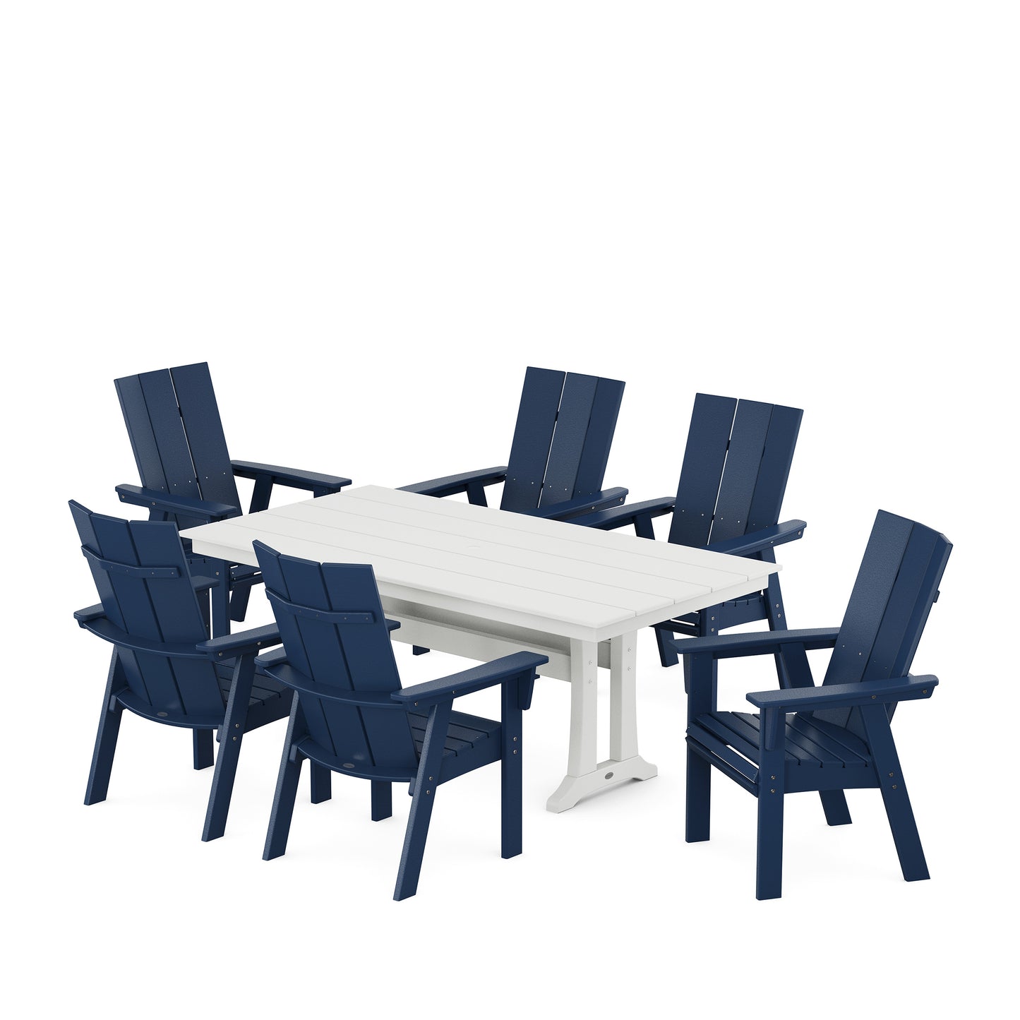 Modern Curveback Adirondack 7 Piece Dining Set Navy, image 11