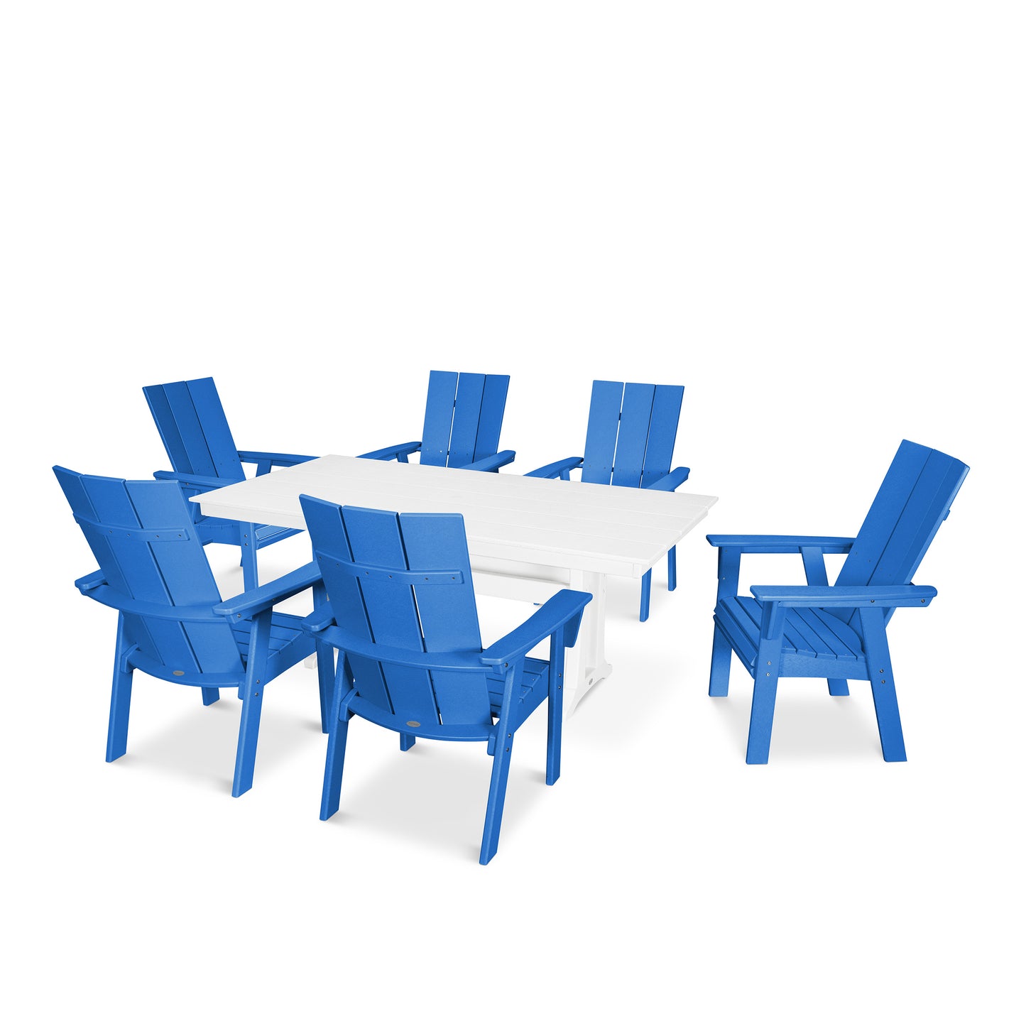 Modern Curveback Adirondack 7 Piece Dining Set Pacific Blue, image 12