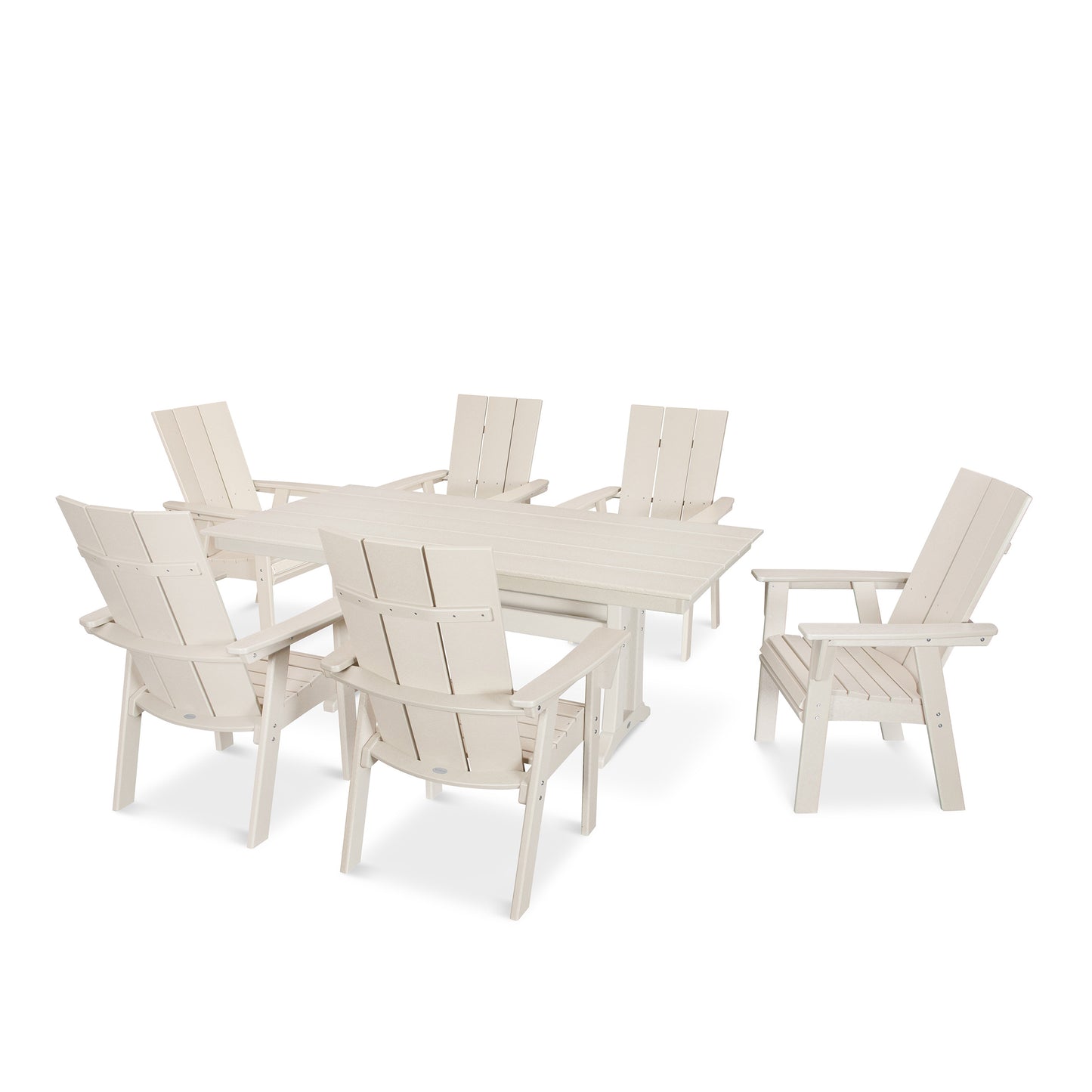 Modern Curveback Adirondack 7 Piece Dining Set Sand, image 13