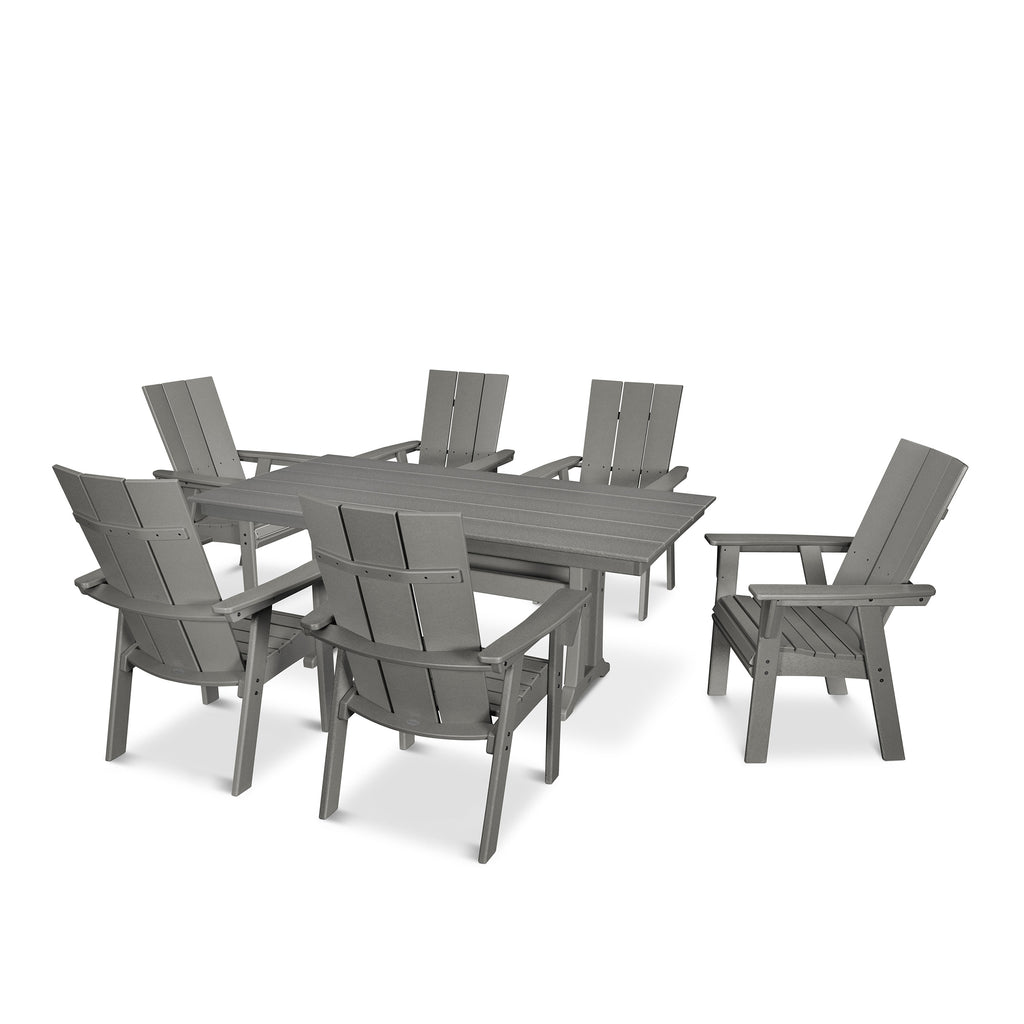 Modern Curveback Adirondack 7 Piece Dining Set Slate Gray