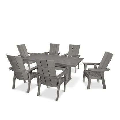 Modern Curveback Adirondack 7 Piece Dining Set Slate Gray