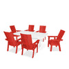 Modern Curveback Adirondack 7 Piece Dining Set Sunset Red