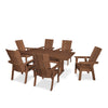 Modern Curveback Adirondack 7 Piece Dining Set Teak