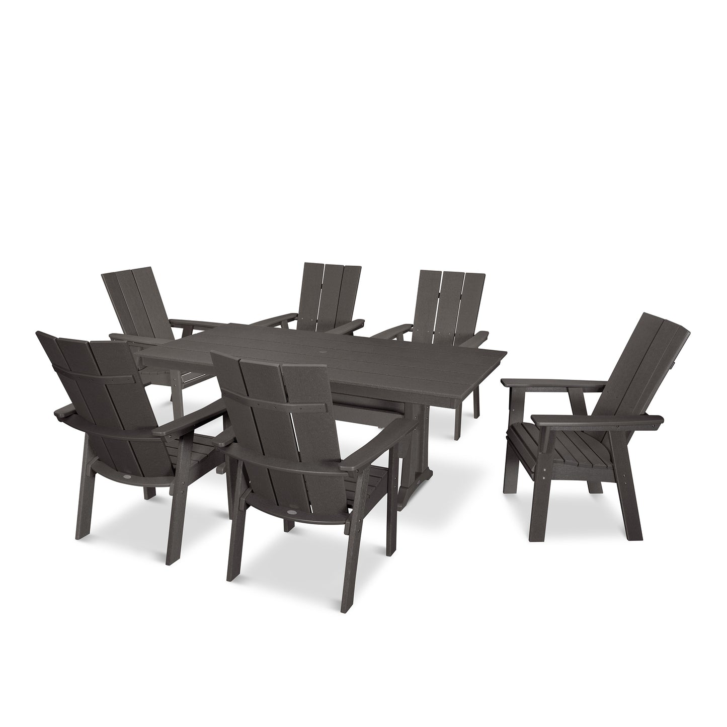 Modern Curveback Adirondack 7 Piece Dining Set Vintage Coffee, image 17