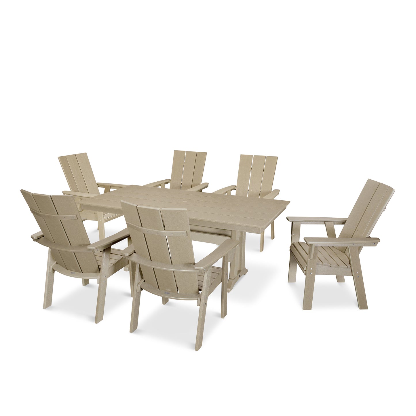 Modern Curveback Adirondack 7 Piece Dining Set Vintage Sahara, image 18