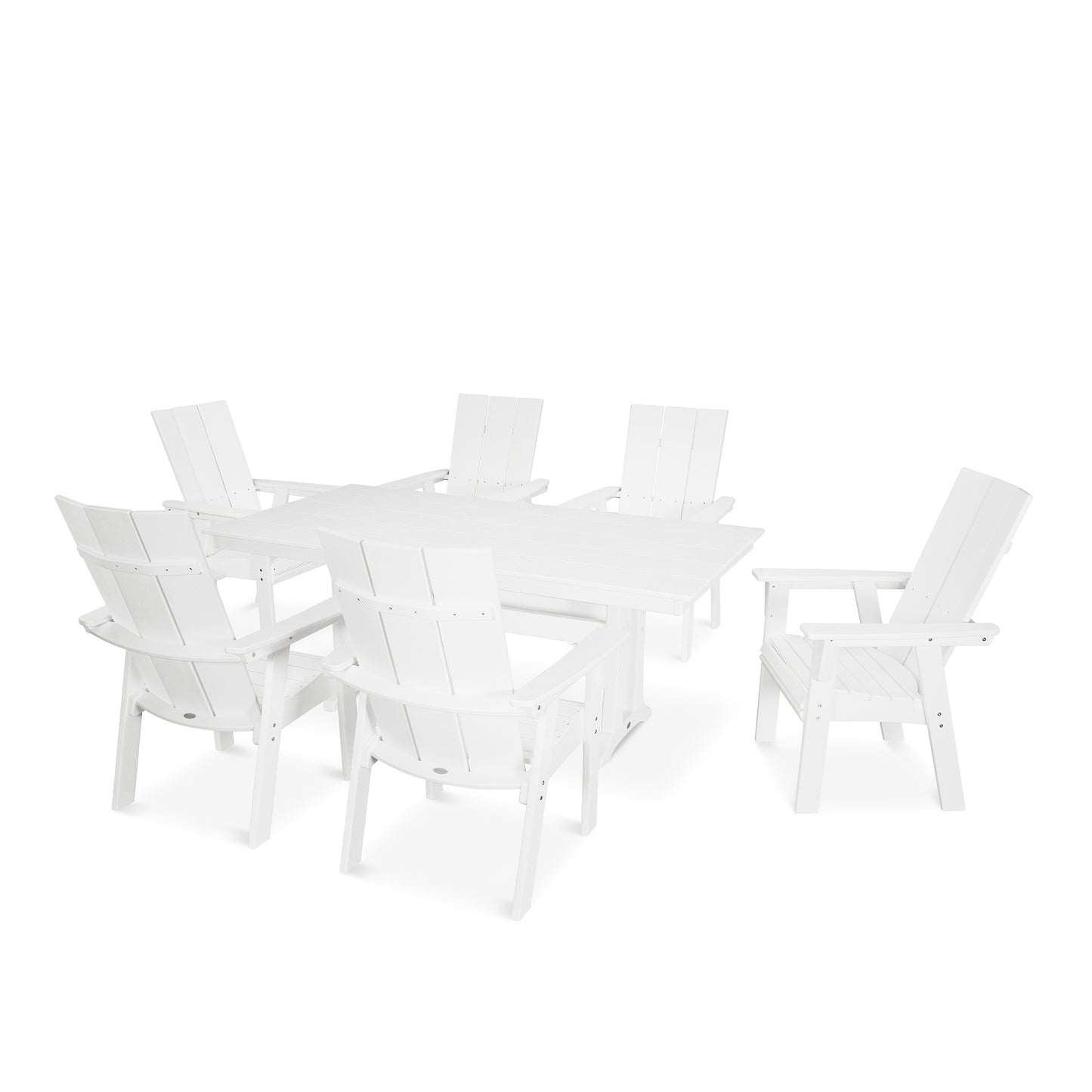 Modern Curveback Adirondack 7 Piece Dining Set Vintage White, image 19