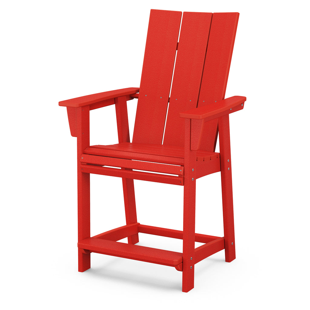 Modern Curveback Adirondack Counter Chair Sunset Red