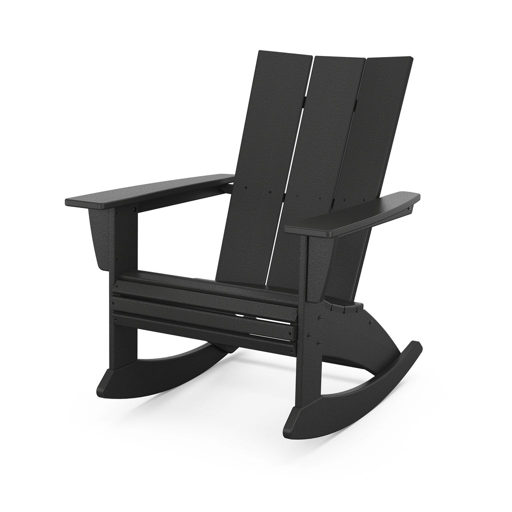 Modern Curveback Adirondack Rocking Chair Black