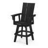 Modern Curveback Adirondack Swivel Bar Chair Black