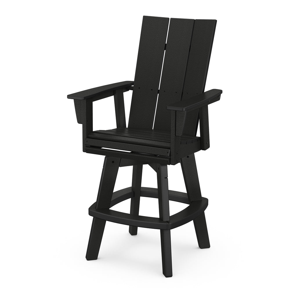 Modern Curveback Adirondack Swivel Bar Chair Black