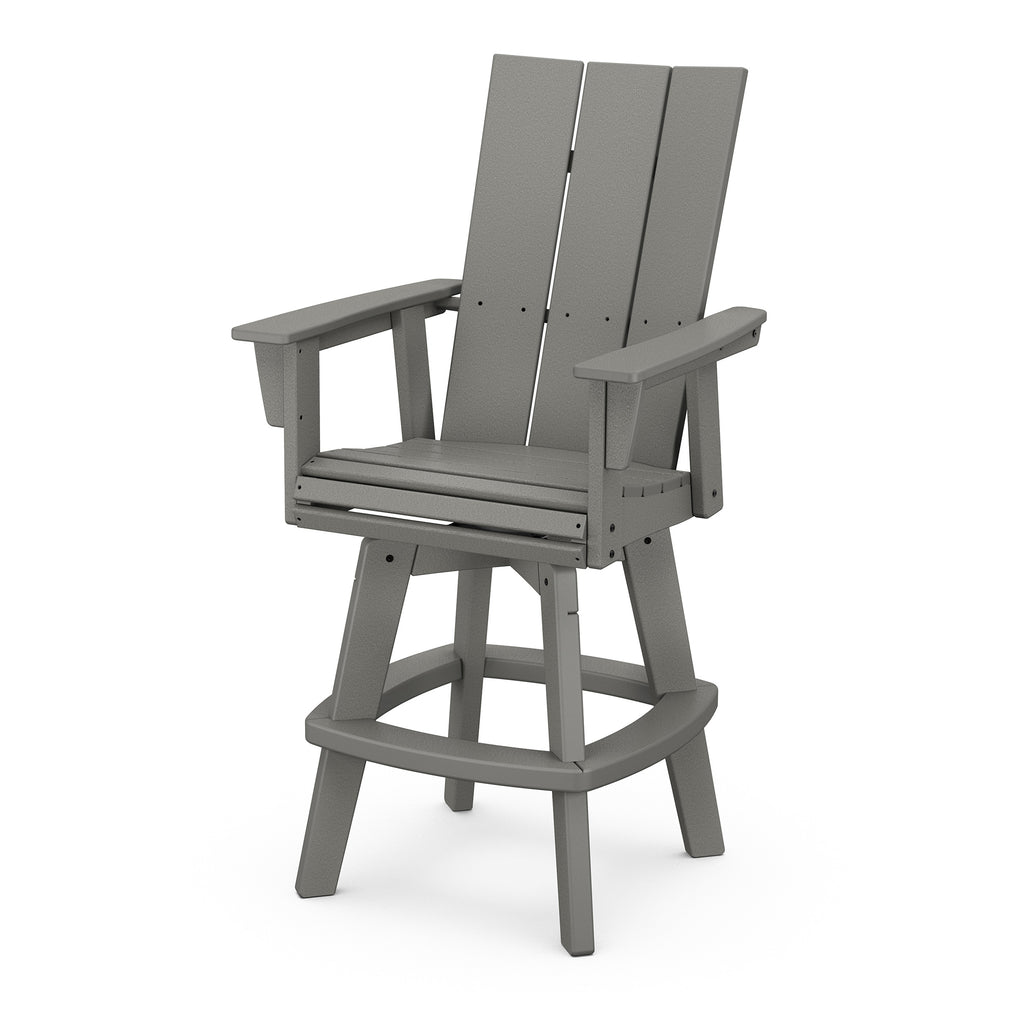 Modern Curveback Adirondack Swivel Bar Chair Slate Gray