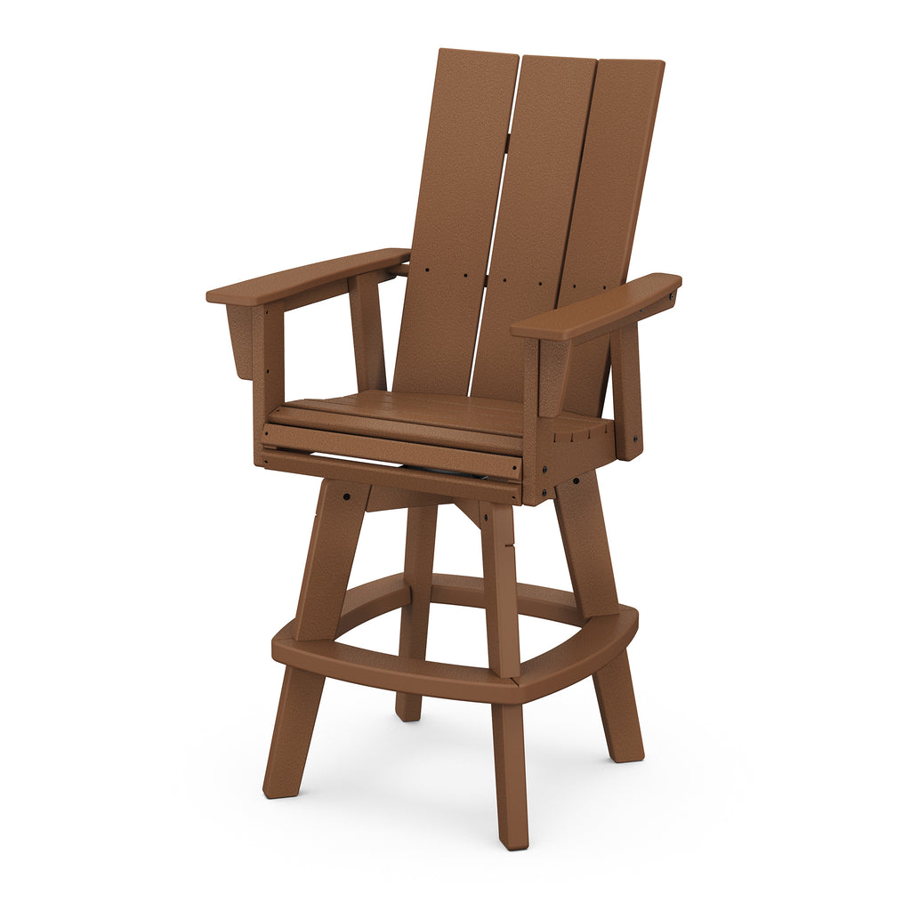 Modern Curveback Adirondack Swivel Bar Chair Teak