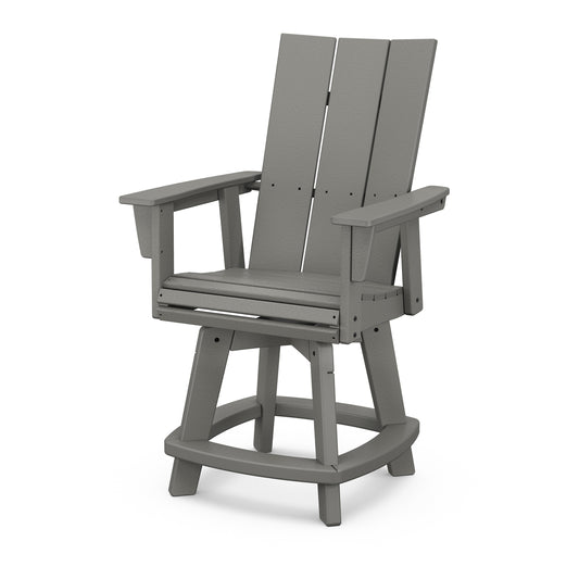 Modern Curveback Adirondack Swivel Counter Chair Slate Gray