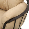 Monterra Loveseat Belgian Linen Sand Fabric Rosewood Finish Detail