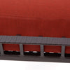 Monterra Ottoman Merlot Fabric Rosewood Finish Detail