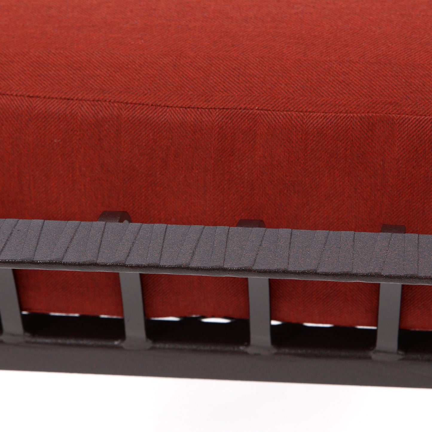 Monterra Ottoman Merlot Fabric Rosewood Finish Detail, image 4