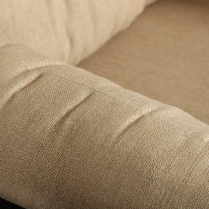 
                  Monterra Spring Base Club Chair Belgian Linen Sand Fabric Rosewood Finish Detail - Image 8
                