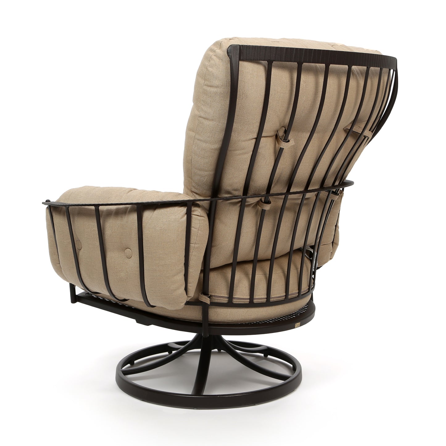 Monterra Swivel Rocker Club Chair Belgian Linen Sand Fabric Back, image 2