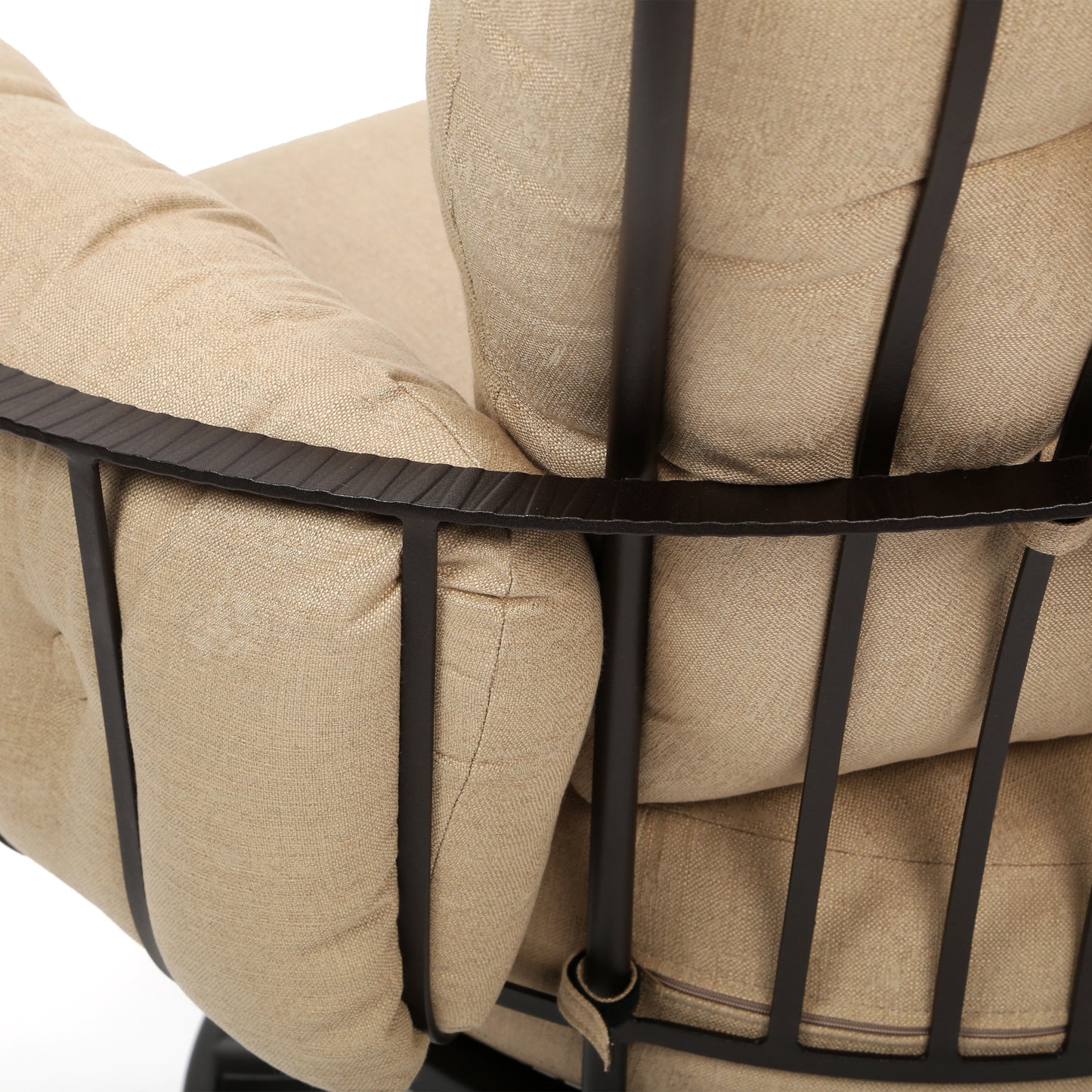 Monterra Swivel Rocker Club Chair Belgian Linen Sand Fabric Detail, image 9