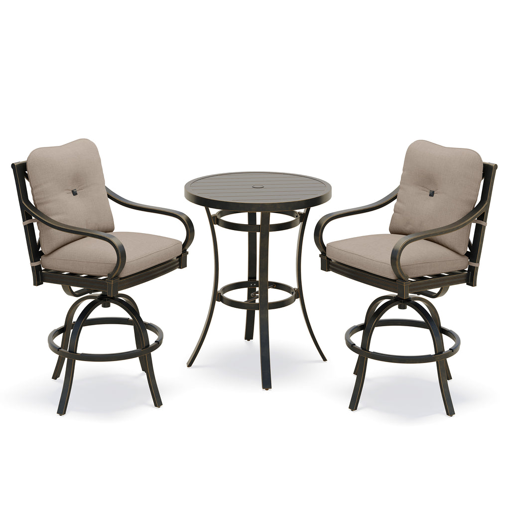 Napili 3 Piece Bar Set with Bayside Taupe Cushions