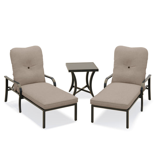 Napili 3 Piece Chaise Lounge Set with Bayside Taupe Cushions