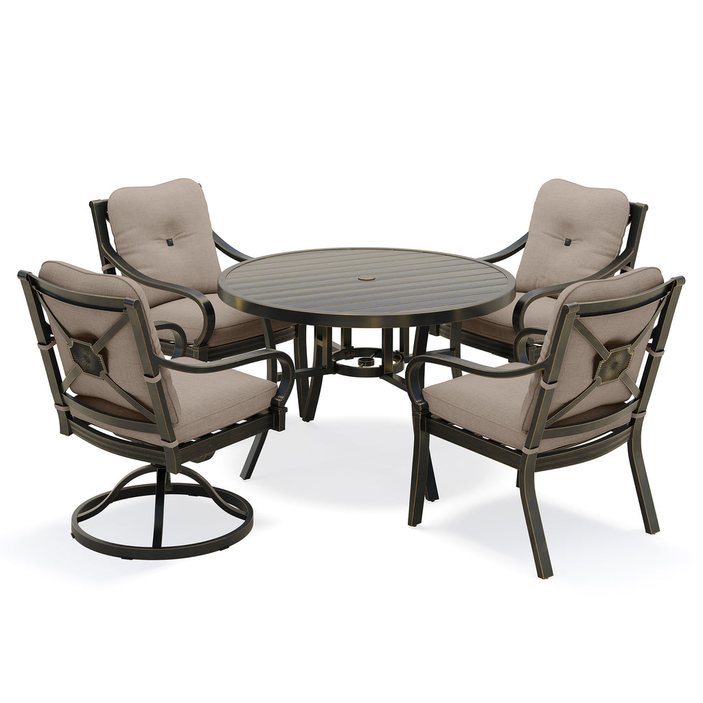 Napili 5 Piece Dining Set with Bayside Taupe Cushions