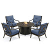 Napili 5 Piece Fire Pit Chat Set 4 Club Chairs with Venus Cabana Cushions