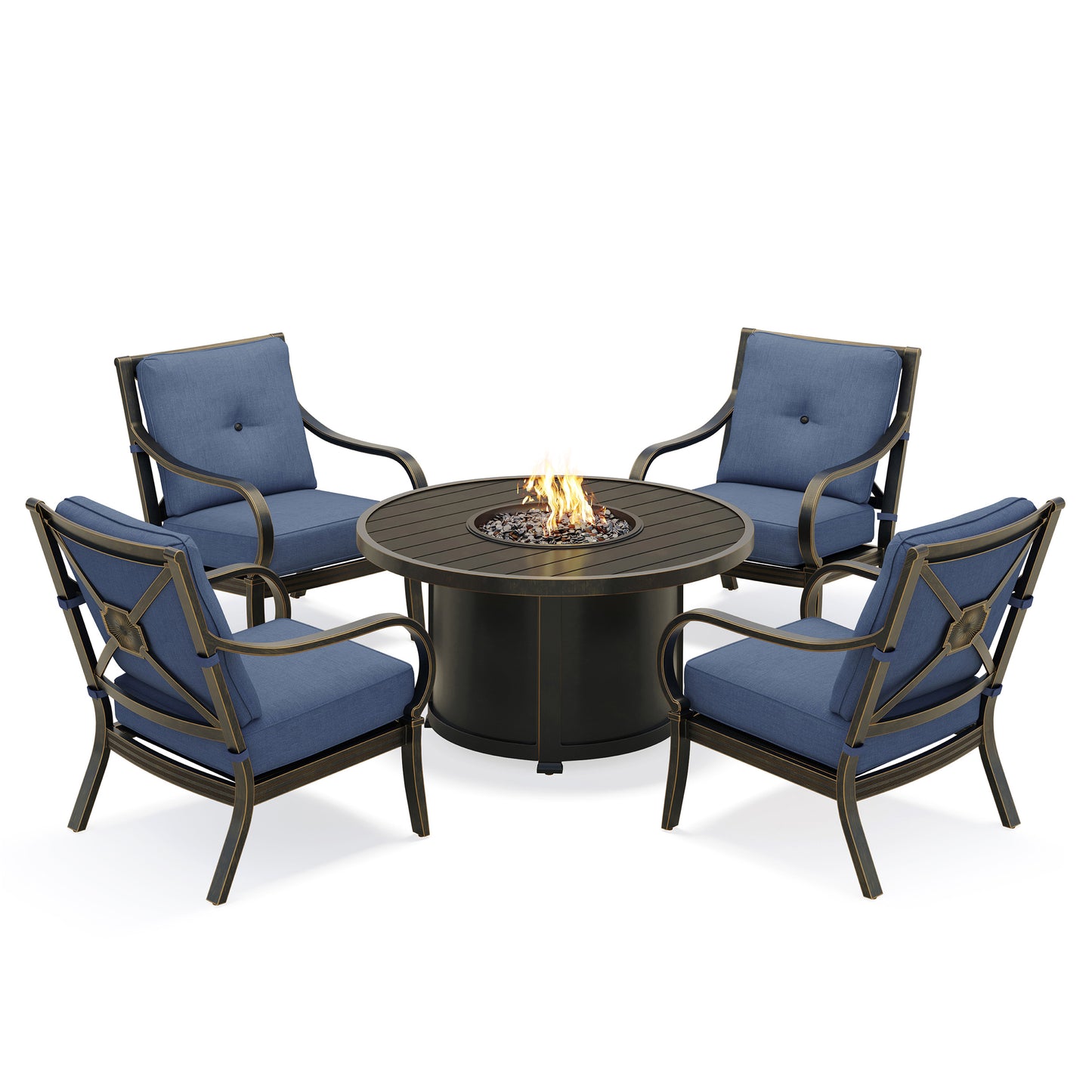 Napili 5 Piece Fire Pit Chat Set 4 Club Chairs with Venus Cabana Cushions, image 2