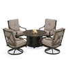 Napili 5 Piece Fire Pit Chat Set 4 High Back Swivel Rockers with Bayside Taupe Cushions