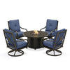 Napili 5 Piece Fire Pit Chat Set 4 High Back Swivel Rockers with Venus Cabana Cushions