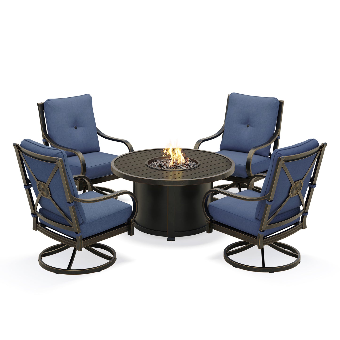 Napili 5 Piece Fire Pit Chat Set 4 High Back Swivel Rockers with Venus Cabana Cushions, image 2