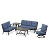 Napili 5 Piece High Back Swivel Rocker Sofa Set with Venus Cabana Cushions