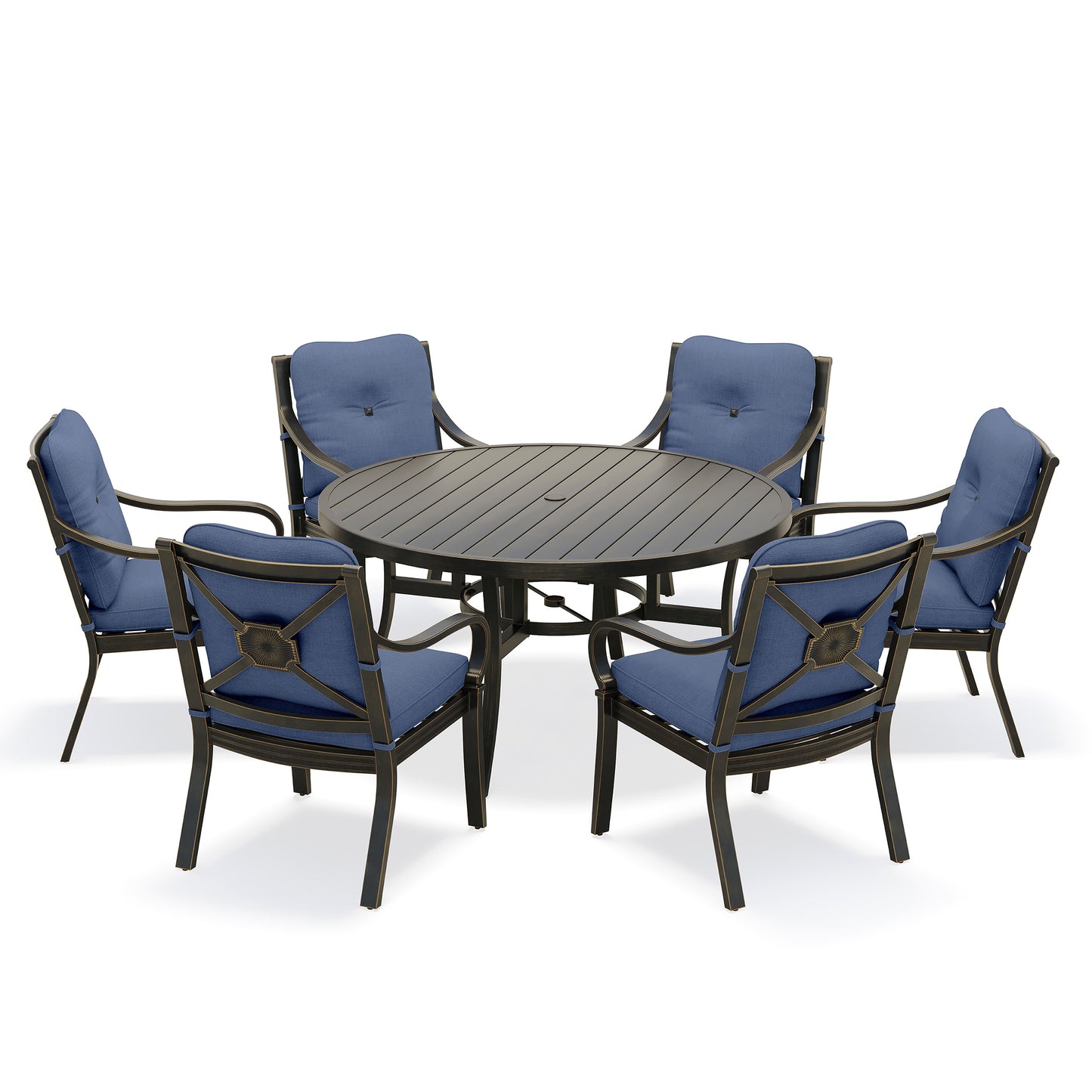 Napili 7 Piece Dining Set 6 Dining Chairs 60 Round Table with Venus Cabana Cushions, image 2