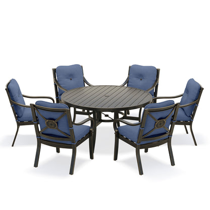 
                  Napili 7 Piece Dining Set 6 Dining Chairs 60 Round Table with Venus Cabana Cushions - Image 2
                