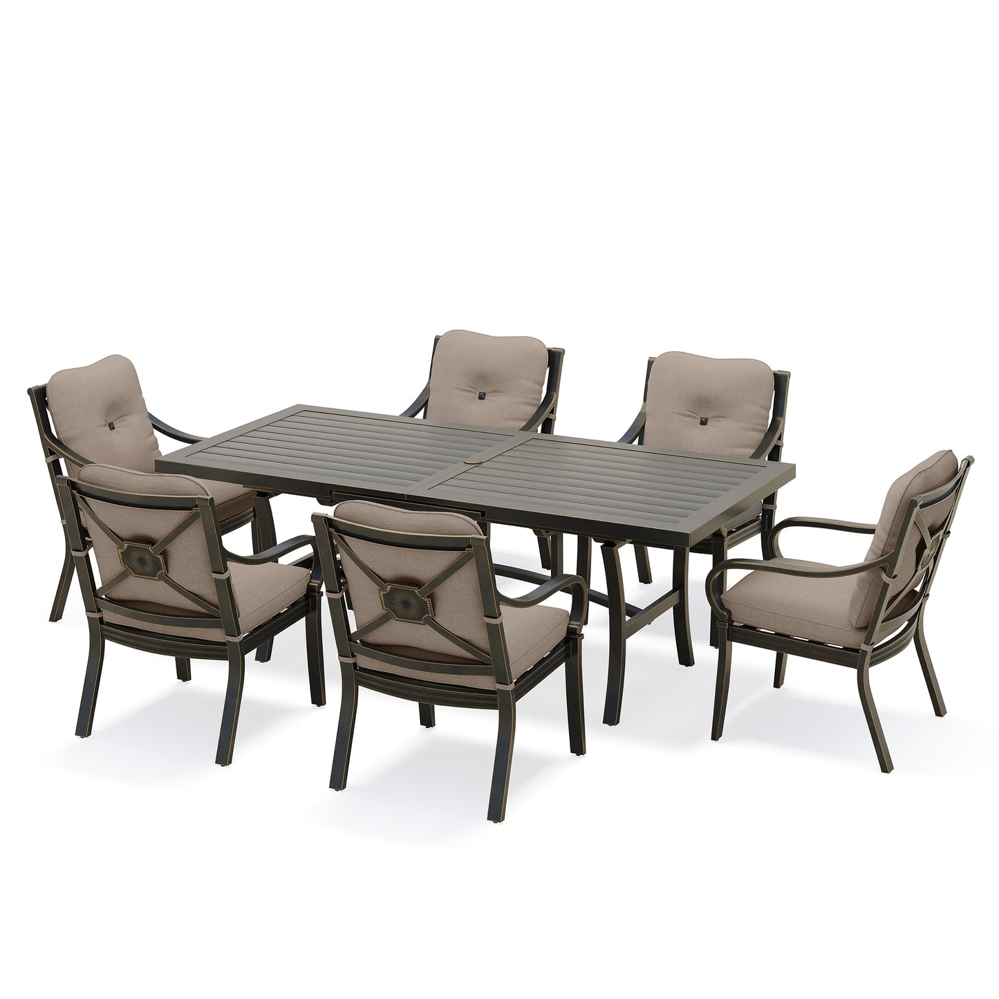 Napili 7 Piece Dining Set 6 Dining Chairs with Bayside Taupe Cushions, image 1