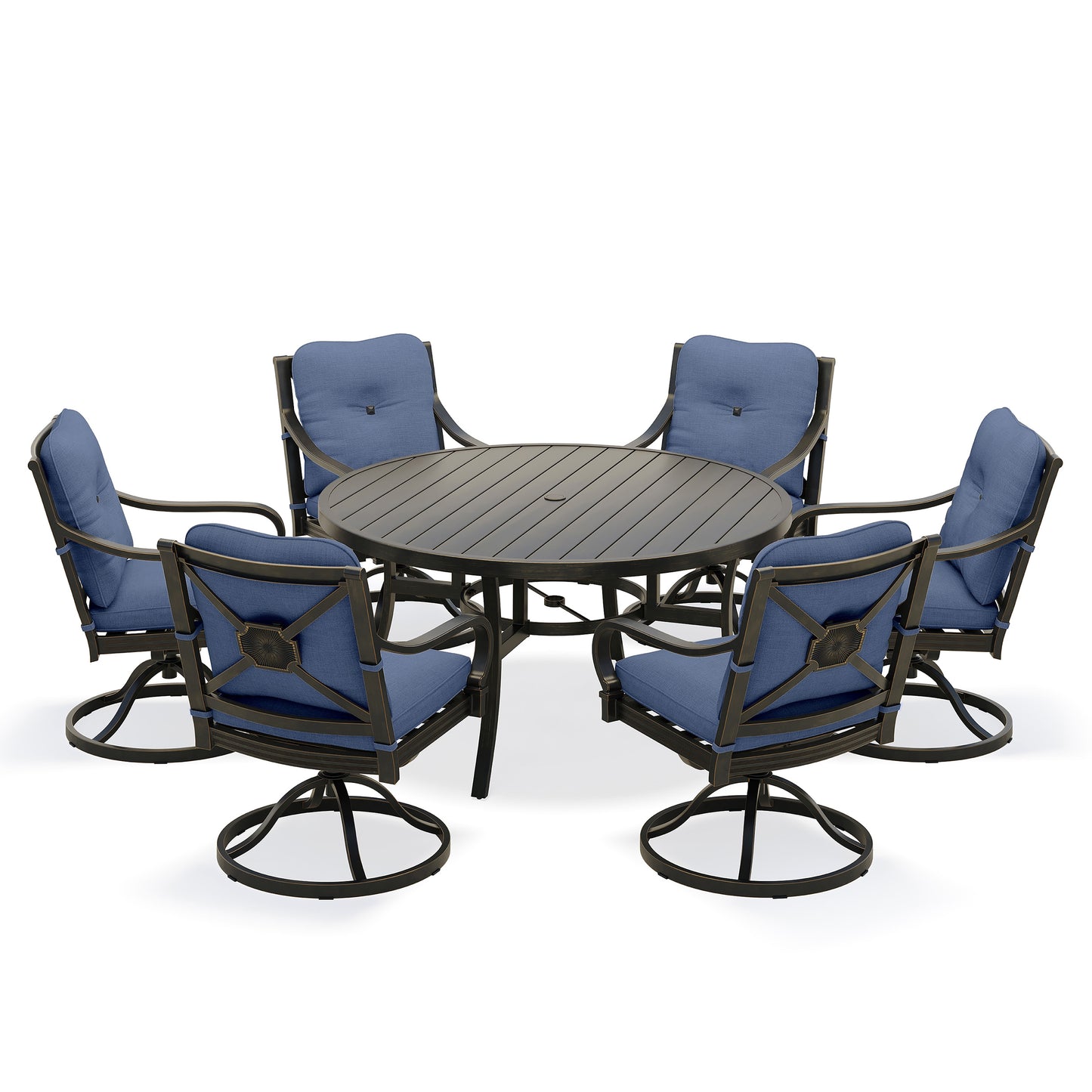 Napili 7 Piece Dining Set 6 Swivel Rockers 60 Round Table with Venus Cabana Cushions, image 2