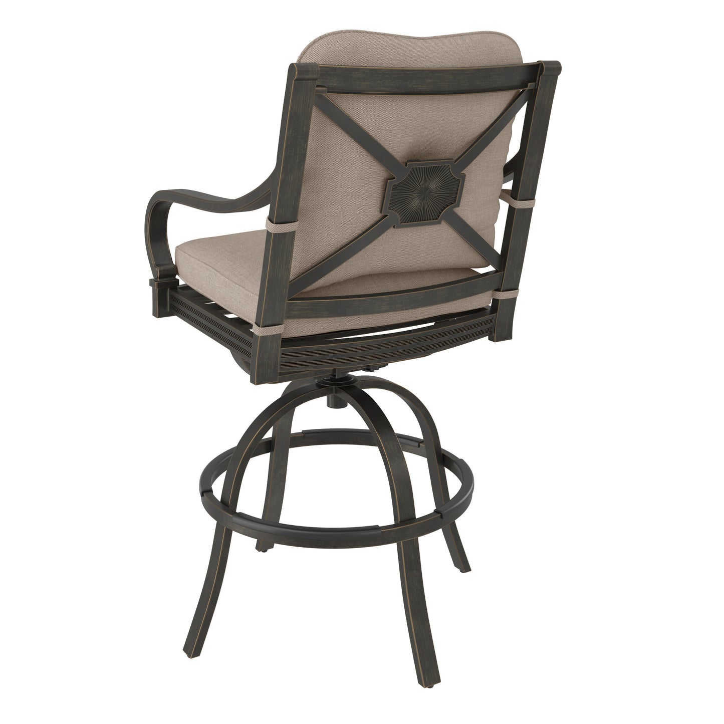 Napili Swivel Barstool with Bayside Taupe Cushions Back, image 4