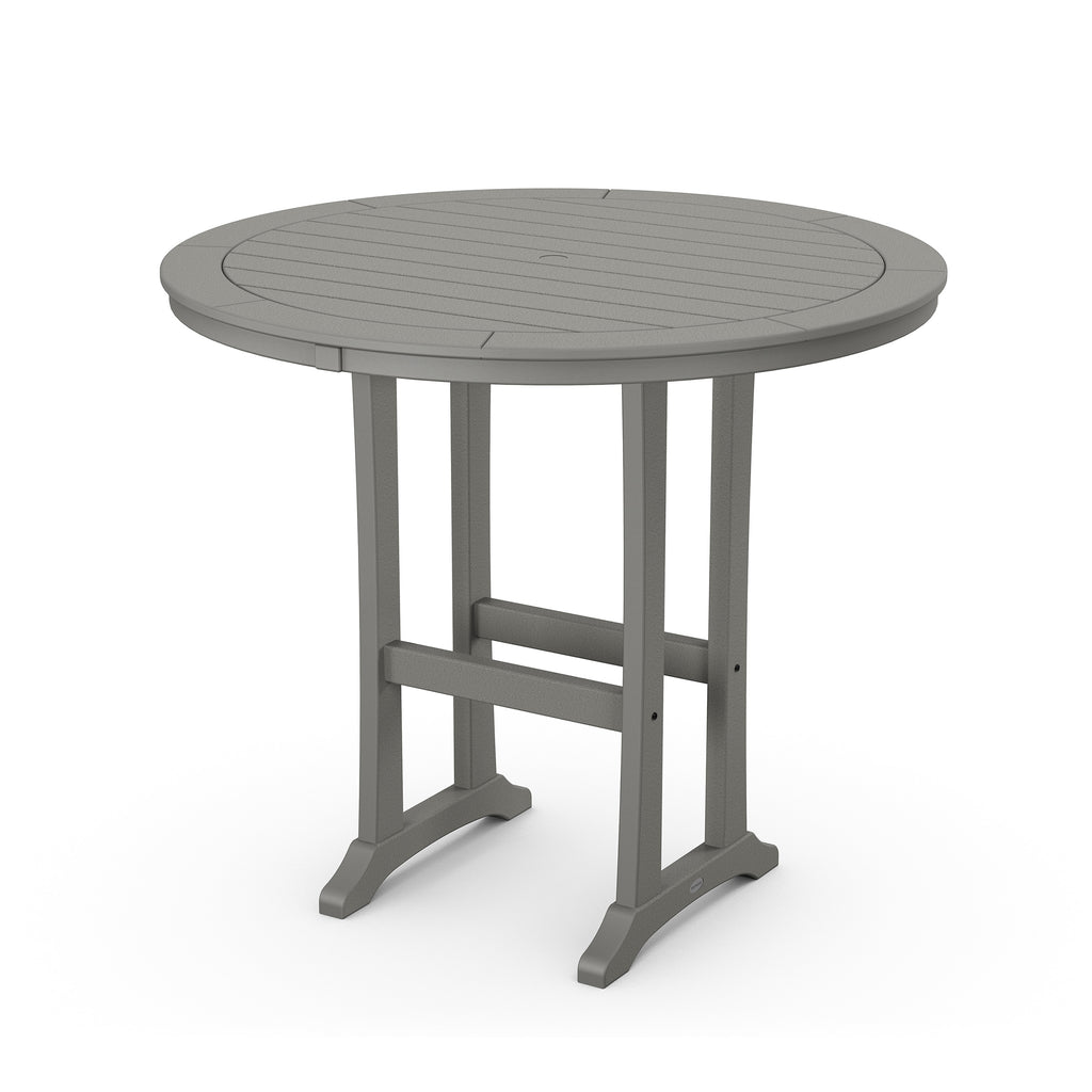 Nautical Trestle 48 Round Bar Table Slate Gray