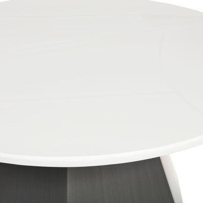 
                  Nicoya 42 Round Coffee Table White Marble Facets Top Detail - Image 2
                