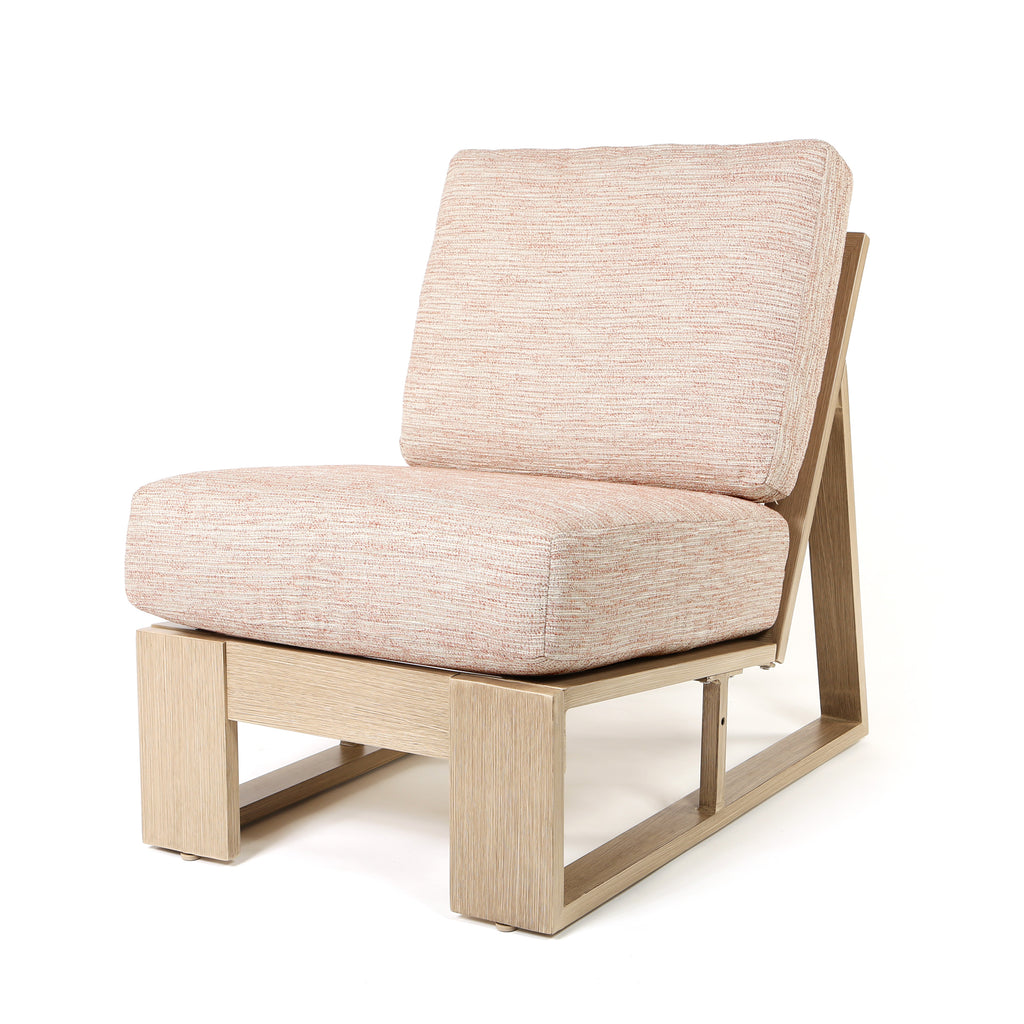 Novara Armless Chair Brushed Clay Cushions Flax Finish