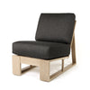 Novara Armless Chair Nurture Charcoal Cushions Flax Finish